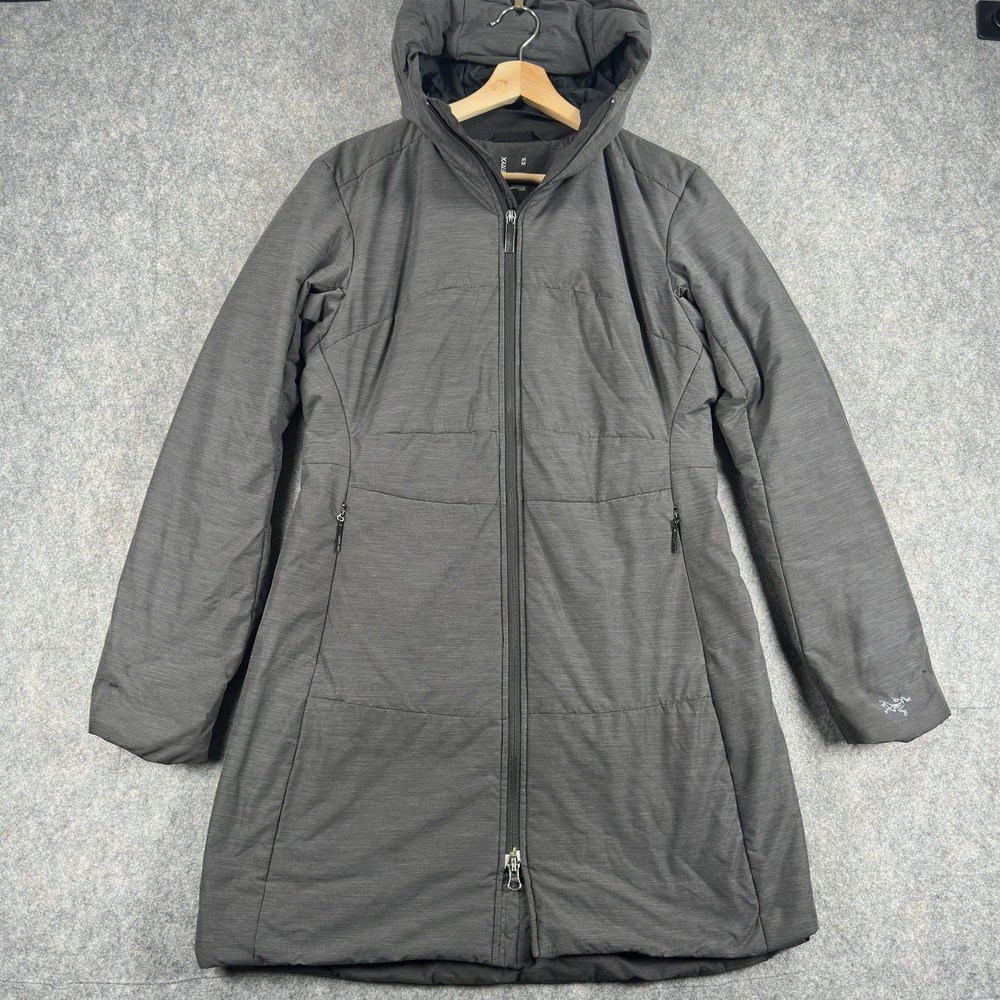 Arc'teryx Coat Womens Medium Gray Polycotton Darrah Hooded Insulated Parka - Picture 1 of 16